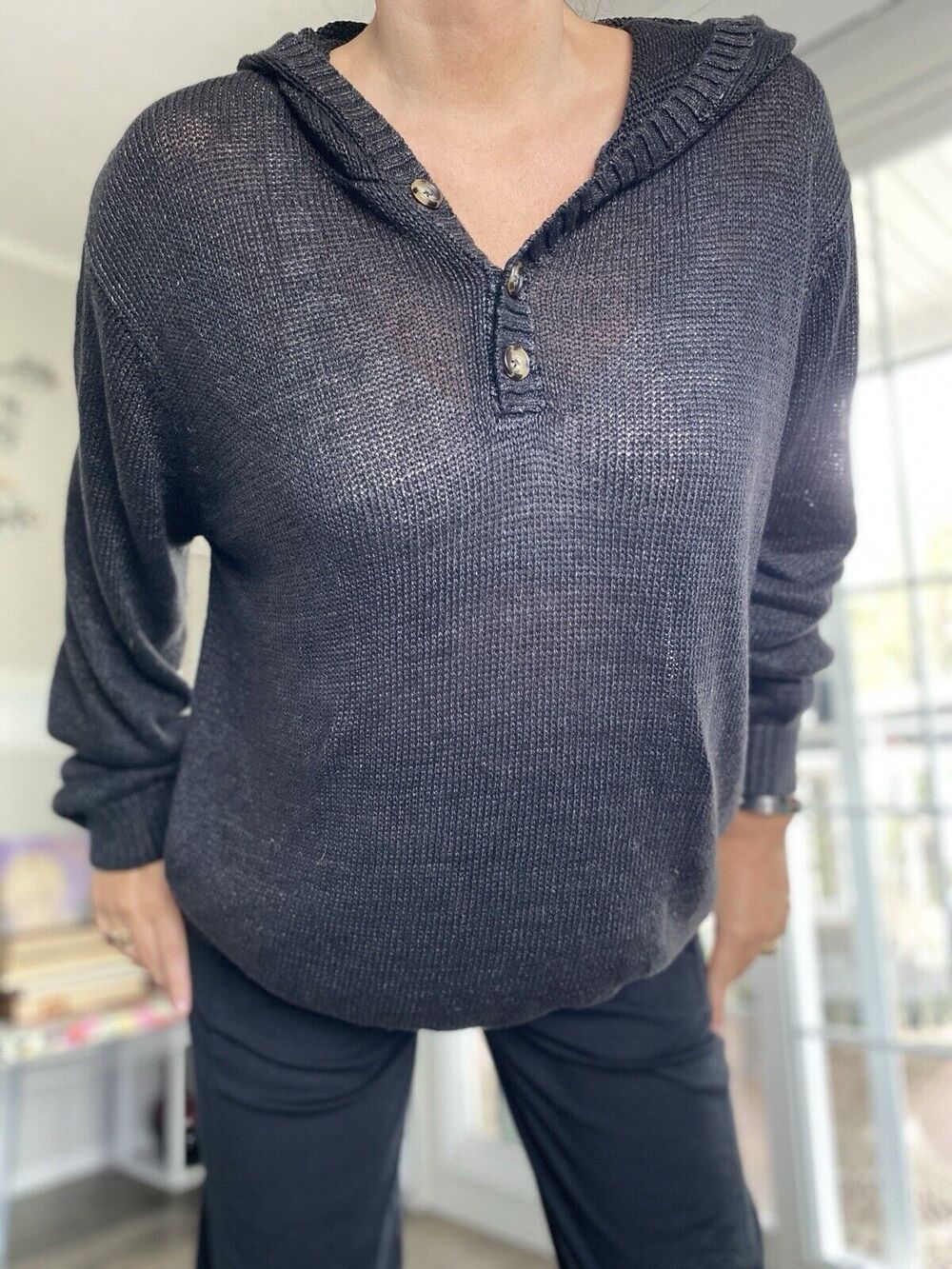 VINCE Knit 100% Linen Hoodie XL